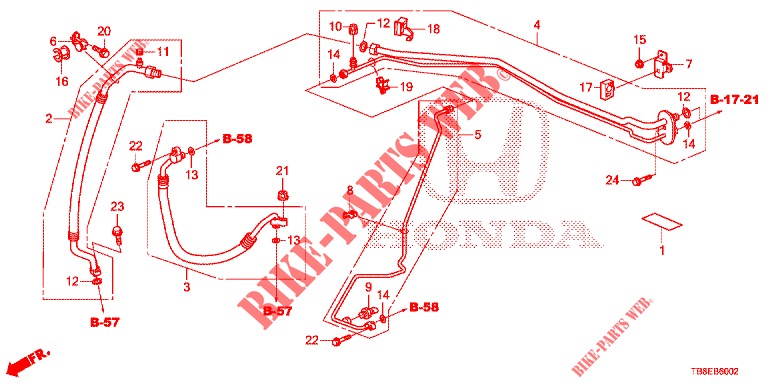 AIR CONDITIONER (FLEXIBLES/TUYAUX) (1.8L) (RH) (1) for Honda CIVIC TOURER 1.8 EX 5 Doors 6 speed manual 2015