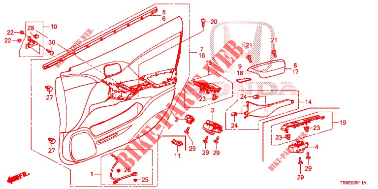 FRONT DOOR LINING (RH) for Honda CIVIC TOURER 1.8 EX 5 Doors 6 speed manual 2015