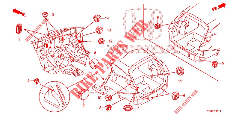 GROMMET (ARRIERE) for Honda CIVIC TOURER 1.8 EX 5 Doors 6 speed manual 2015
