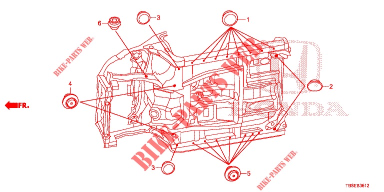GROMMET (INFERIEUR) for Honda CIVIC TOURER 1.8 EX 5 Doors 6 speed manual 2015