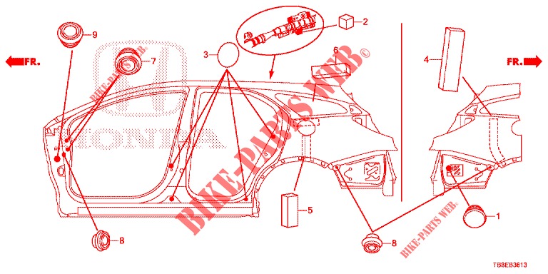GROMMET (LATERAL) for Honda CIVIC TOURER 1.8 EX 5 Doors 6 speed manual 2015