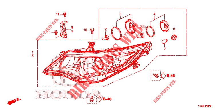 HEADLIGHT  for Honda CIVIC TOURER 1.8 EX 5 Doors 6 speed manual 2015