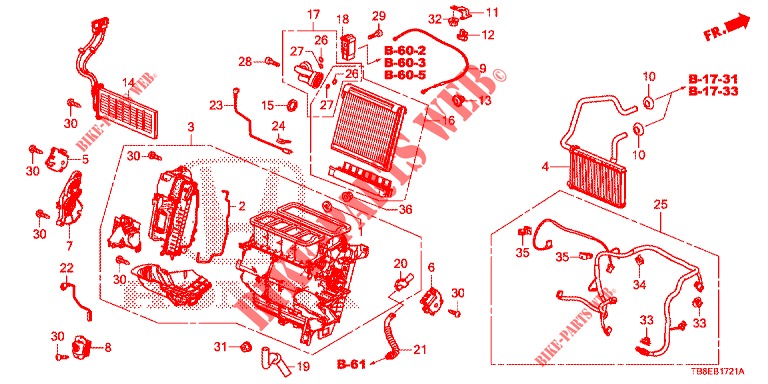 HEATER UNIT (RH) for Honda CIVIC TOURER 1.8 EX 5 Doors 6 speed manual 2015