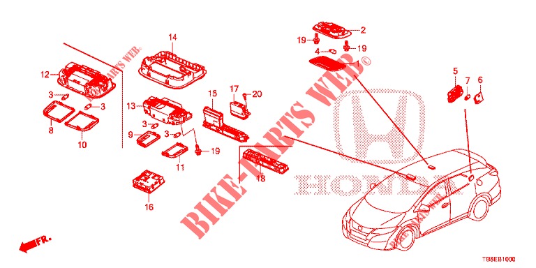 INTERIOR LIGHT  for Honda CIVIC TOURER 1.8 EX 5 Doors 6 speed manual 2015