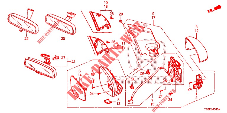 MIRROR/SUNVISOR  for Honda CIVIC TOURER 1.8 EX 5 Doors 6 speed manual 2015