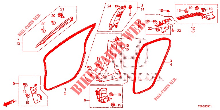 PILLAR GARNISH (RH) for Honda CIVIC TOURER 1.8 EX 5 Doors 6 speed manual 2015