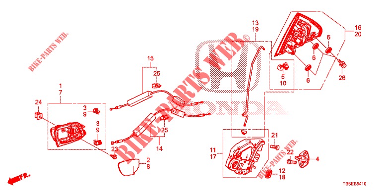 REAR DOOR LOCKS/OUTER HAN DLE  for Honda CIVIC TOURER 1.8 EX 5 Doors 6 speed manual 2015