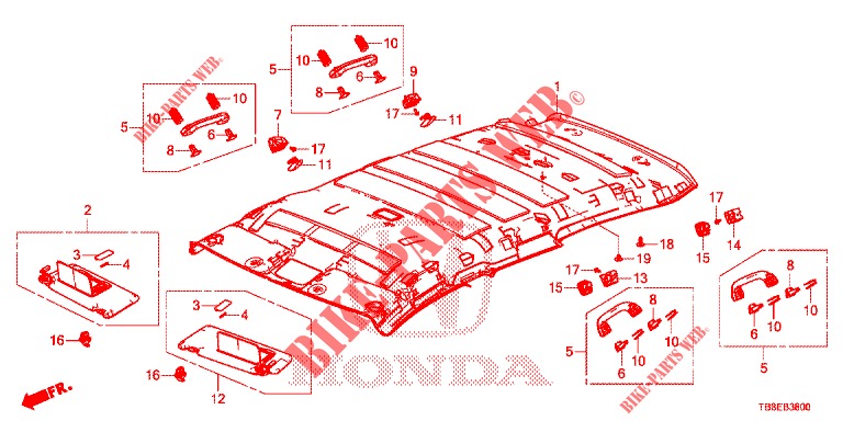 ROOF LINING  for Honda CIVIC TOURER 1.8 EX 5 Doors 6 speed manual 2015