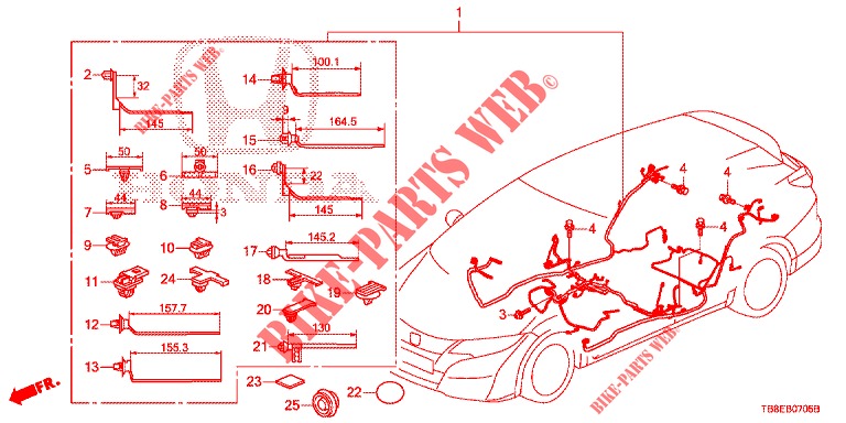 WIRE HARNESS (3) (RH) for Honda CIVIC TOURER 1.8 EX 5 Doors 6 speed manual 2015