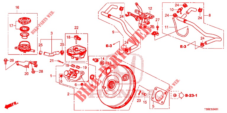 BRAKE MASTER CYLINDER/MAS TER POWER (RH) (1.8L) for Honda CIVIC TOURER 1.8 EXGT 5 Doors 6 speed manual 2015