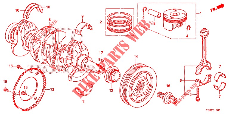 CRANKSHAFT/PISTON  for Honda CIVIC TOURER 1.8 EXGT 5 Doors 6 speed manual 2015