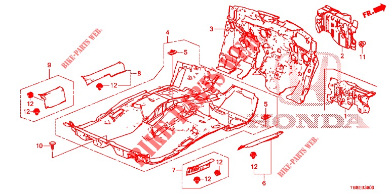 FLOOR MAT/INSULATOR  for Honda CIVIC TOURER 1.8 EXGT 5 Doors 6 speed manual 2015
