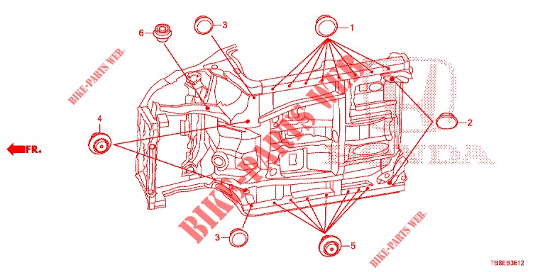 GROMMET (INFERIEUR) for Honda CIVIC TOURER 1.8 EXGT 5 Doors 6 speed manual 2015