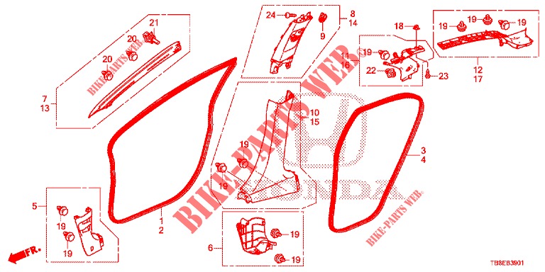 PILLAR GARNISH (RH) for Honda CIVIC TOURER 1.8 EXGT 5 Doors 6 speed manual 2015