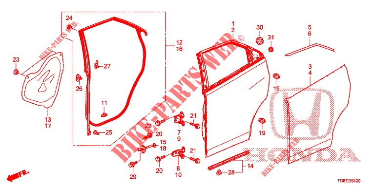 REAR DOOR PANELS (4D)  for Honda CIVIC TOURER 1.8 EXGT 5 Doors 6 speed manual 2015