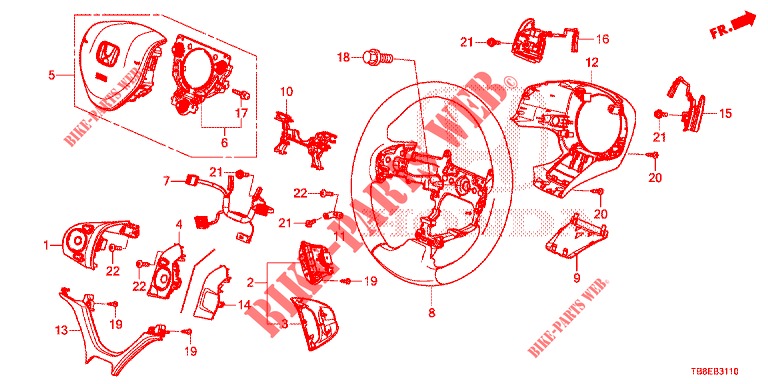 STEERING WHEEL ( 0C199999)  for Honda CIVIC TOURER 1.8 EXGT 5 Doors 6 speed manual 2015