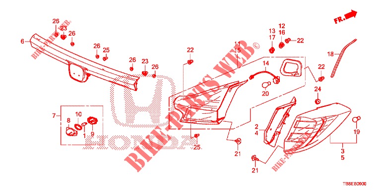TAILLIGHT/LICENSE LIGHT (PGM FI)  for Honda CIVIC TOURER 1.8 EXGT 5 Doors 6 speed manual 2015