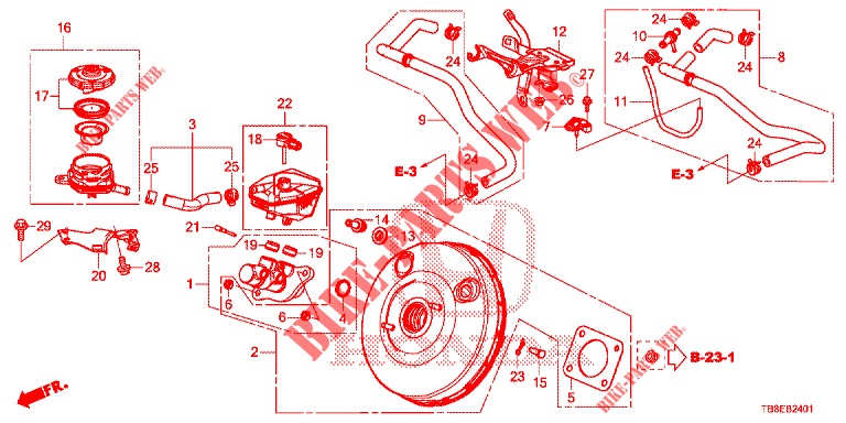 BRAKE MASTER CYLINDER/MAS TER POWER (RH) (1.8L) for Honda CIVIC TOURER 1.8 SE 5 Doors 6 speed manual 2015