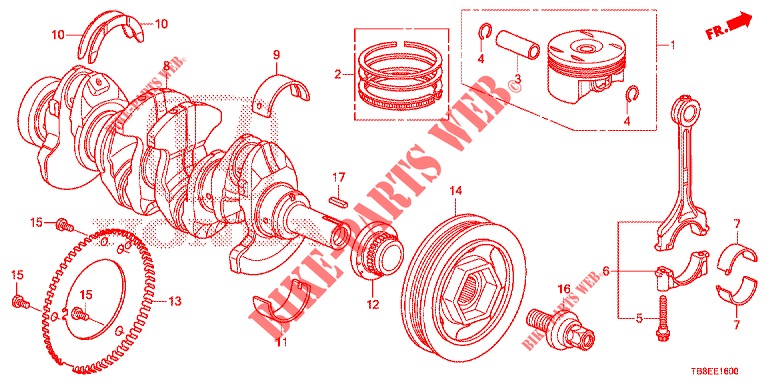 CRANKSHAFT/PISTON  for Honda CIVIC TOURER 1.8 SE 5 Doors 6 speed manual 2015