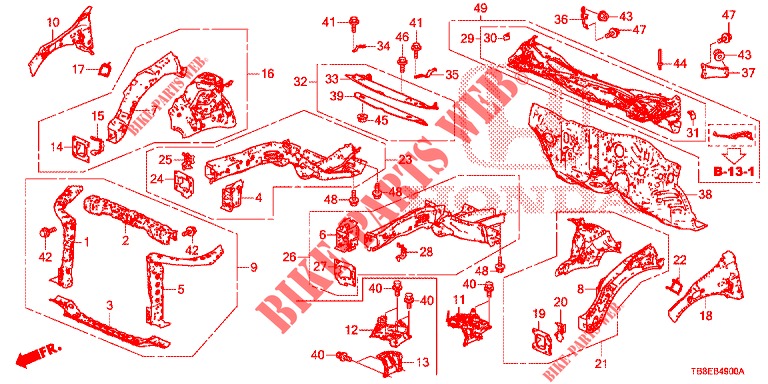 FRONT BULKHEAD/DASHBOARD  for Honda CIVIC TOURER 1.8 SE 5 Doors 6 speed manual 2015