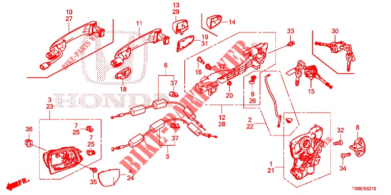 FRONT DOOR LOCKS/OUTER HA NDLE  for Honda CIVIC TOURER 1.8 SE 5 Doors 6 speed manual 2015
