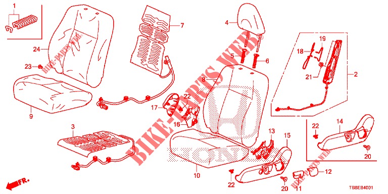 FRONT SEAT/SEATBELTS (G.) (2) for Honda CIVIC TOURER 1.8 SE 5 Doors 6 speed manual 2015