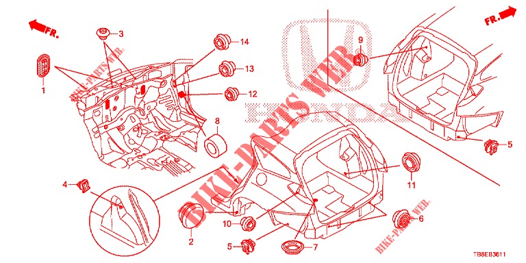 GROMMET (ARRIERE) for Honda CIVIC TOURER 1.8 SE 5 Doors 6 speed manual 2015