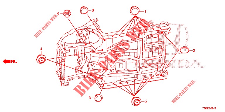 GROMMET (INFERIEUR) for Honda CIVIC TOURER 1.8 SE 5 Doors 6 speed manual 2015