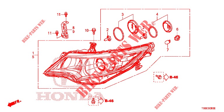 HEADLIGHT  for Honda CIVIC TOURER 1.8 SE 5 Doors 6 speed manual 2015