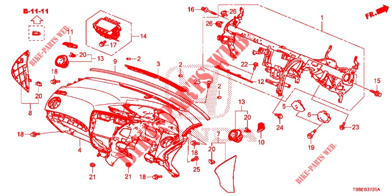 INSTRUMENT PANEL UPPER (RH) for Honda CIVIC TOURER 1.8 SE 5 Doors 6 speed manual 2015