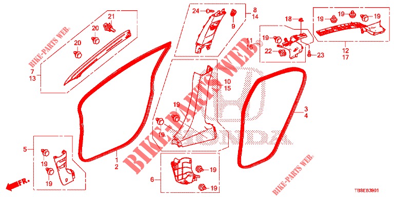 PILLAR GARNISH (RH) for Honda CIVIC TOURER 1.8 SE 5 Doors 6 speed manual 2015