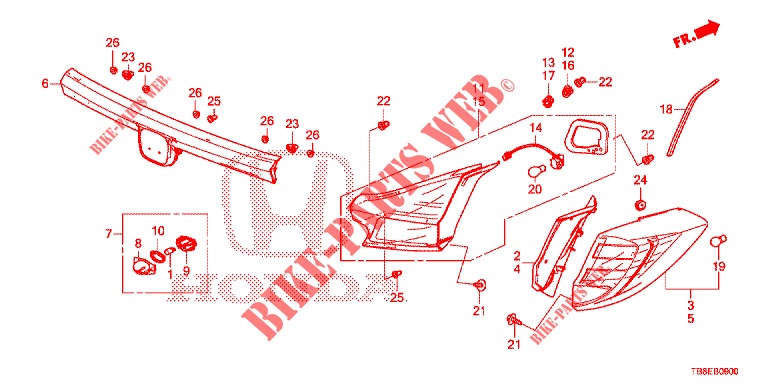 TAILLIGHT/LICENSE LIGHT (PGM FI)  for Honda CIVIC TOURER 1.8 SE 5 Doors 6 speed manual 2015
