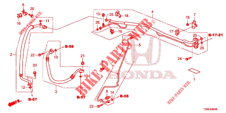 AIR CONDITIONER (FLEXIBLES/TUYAUX) (1.8L) (RH) (2) for Honda CIVIC TOURER 1.8 ES 5 Doors 6 speed manual 2016