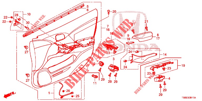 FRONT DOOR LINING (RH) for Honda CIVIC TOURER 1.8 ES 5 Doors 6 speed manual 2016