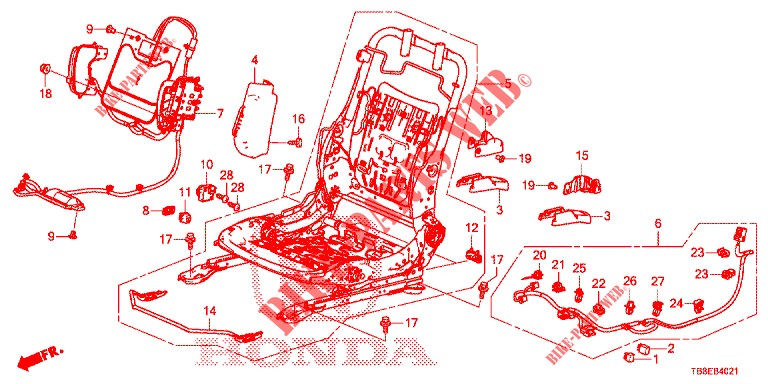 FRONT SEAT COMPONENTS (D.) (2) for Honda CIVIC TOURER 1.8 ES 5 Doors 6 speed manual 2016