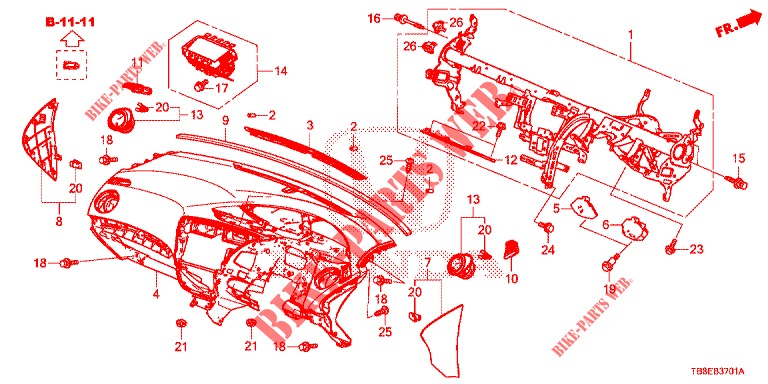 INSTRUMENT PANEL UPPER (RH) for Honda CIVIC TOURER 1.8 ES 5 Doors 6 speed manual 2016