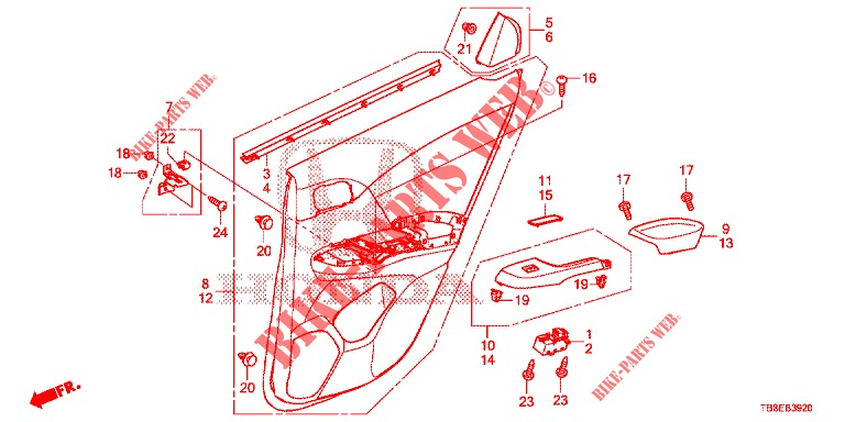 REAR DOOR LINING (4D)  for Honda CIVIC TOURER 1.8 ES 5 Doors 6 speed manual 2016