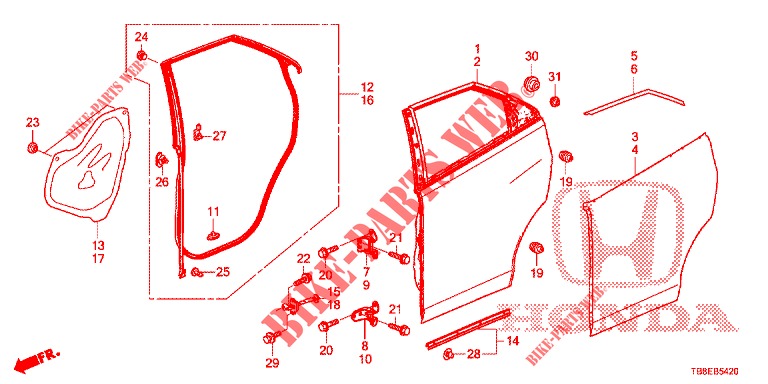 REAR DOOR PANELS (4D)  for Honda CIVIC TOURER 1.8 ES 5 Doors 6 speed manual 2016