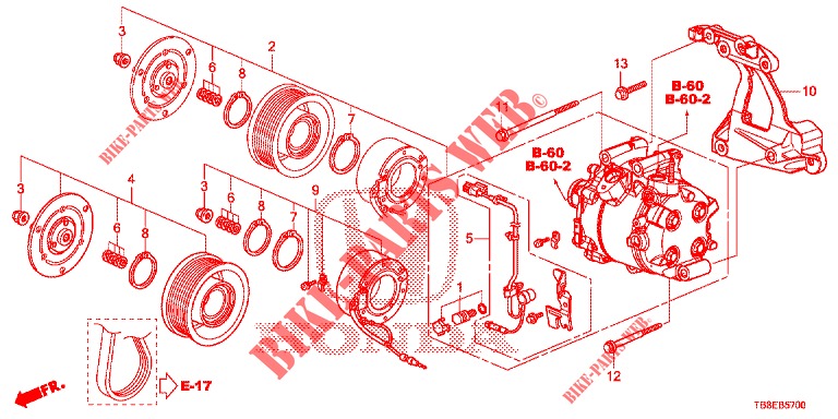 AIR CONDITIONER (COMPRESSEUR) (1.8L) for Honda CIVIC TOURER 1.8 EX 5 Doors 6 speed manual 2016