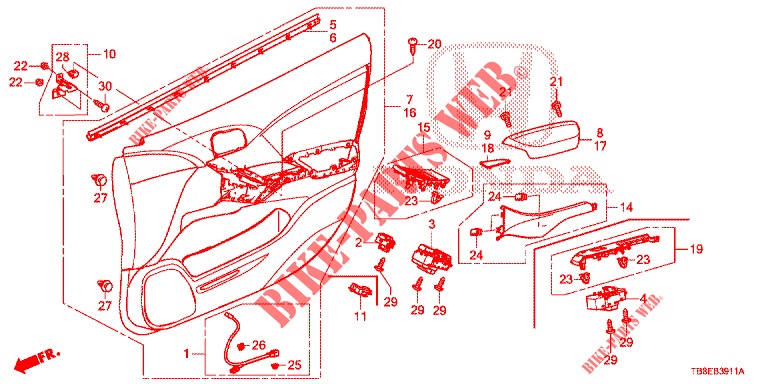 FRONT DOOR LINING (RH) for Honda CIVIC TOURER 1.8 EX 5 Doors 6 speed manual 2016
