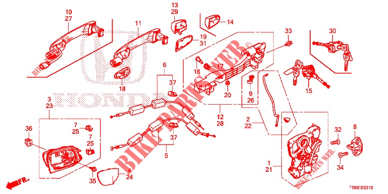 FRONT DOOR LOCKS/OUTER HA NDLE  for Honda CIVIC TOURER 1.8 EX 5 Doors 6 speed manual 2016