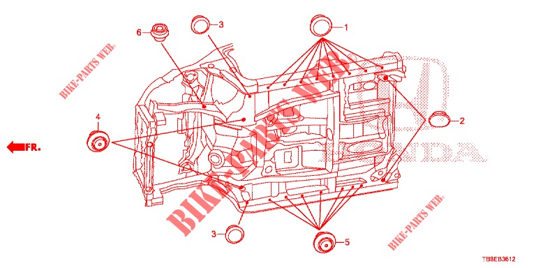 GROMMET (INFERIEUR) for Honda CIVIC TOURER 1.8 EX 5 Doors 6 speed manual 2016