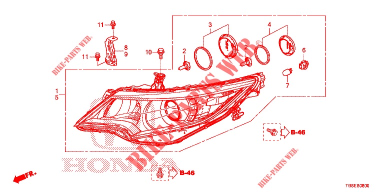 HEADLIGHT  for Honda CIVIC TOURER 1.8 EX 5 Doors 6 speed manual 2016
