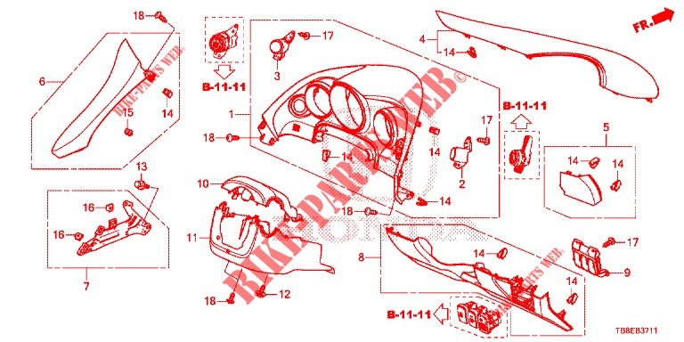 INSTRUMENT GARNISH (COTE DE CONDUCTEUR) (RH) for Honda CIVIC TOURER 1.8 EX 5 Doors 6 speed manual 2016