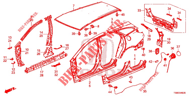 OUTER PANELS/REAR PANEL  for Honda CIVIC TOURER 1.8 EX 5 Doors 6 speed manual 2016