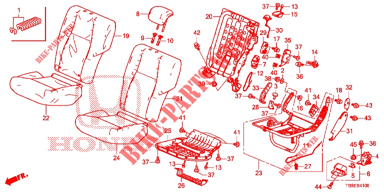 REAR SEAT/SEATBELT (G.) for Honda CIVIC TOURER 1.8 EX 5 Doors 6 speed manual 2016