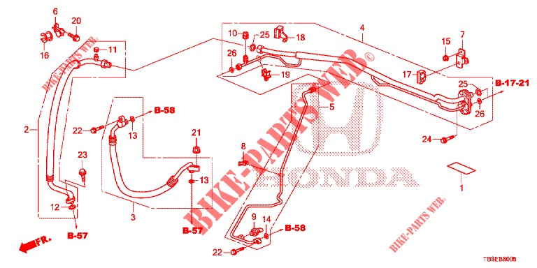 AIR CONDITIONER (FLEXIBLES/TUYAUX) (1.8L) (RH) (2) for Honda CIVIC TOURER 1.8 EXGT 5 Doors 6 speed manual 2016