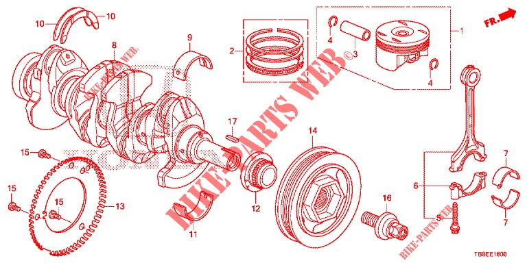 CRANKSHAFT/PISTON  for Honda CIVIC TOURER 1.8 EXGT 5 Doors 6 speed manual 2016