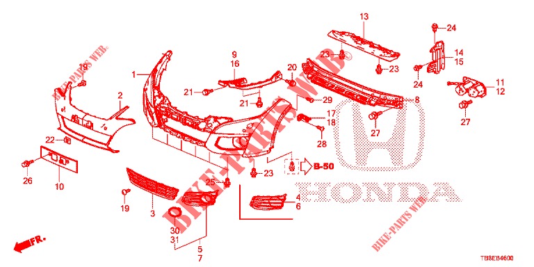 FRONT BUMPER  for Honda CIVIC TOURER 1.8 EXGT 5 Doors 6 speed manual 2016