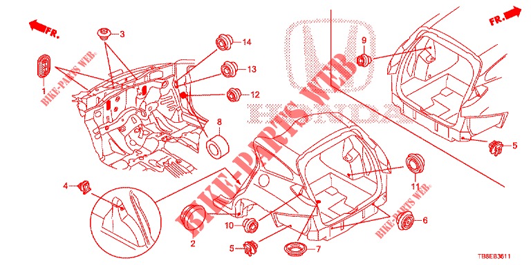 GROMMET (ARRIERE) for Honda CIVIC TOURER 1.8 EXGT 5 Doors 6 speed manual 2016